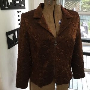 JOSEPH RIBKOFF BRONZE LADIES  FALL .JACKET zipper RHINESTONE  MUST SEE